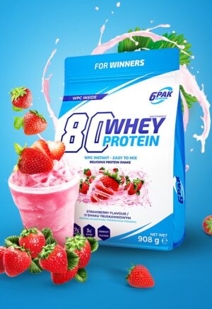 80 Whey Protein - 6PAK Nutrition 908 g White Chocolate Cherry
