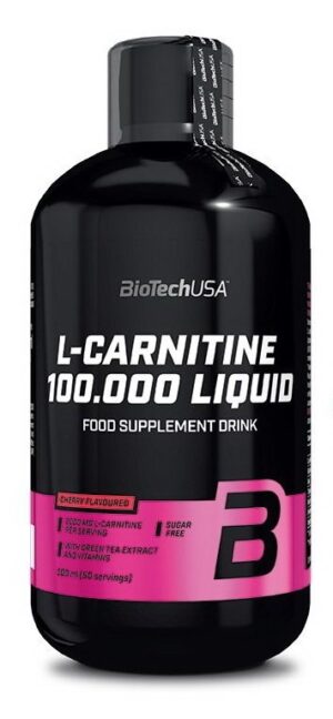 L-Carnitine 100 000 Liquid od Biotech USA 500 ml. Čerešňa